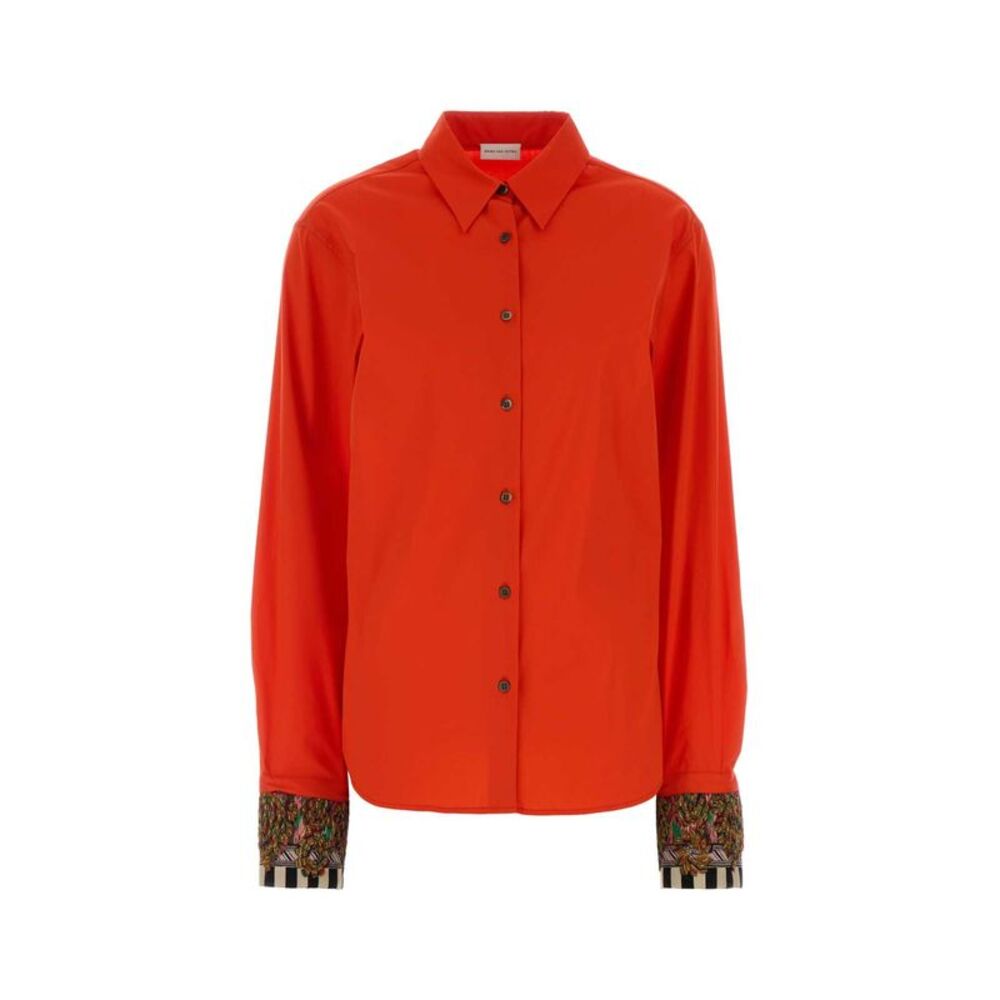 Dries Van Noten Women Coral Stretch Poplin Chloris Shirt